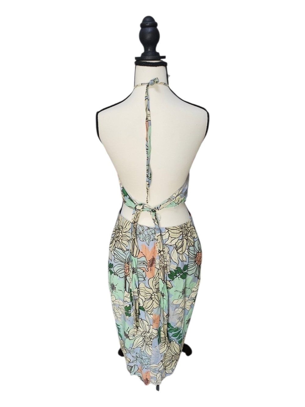 Lulus Tropical You Mine Blue Floral Print Halter Tie-Back Midi Dress - Picture 7 of 10